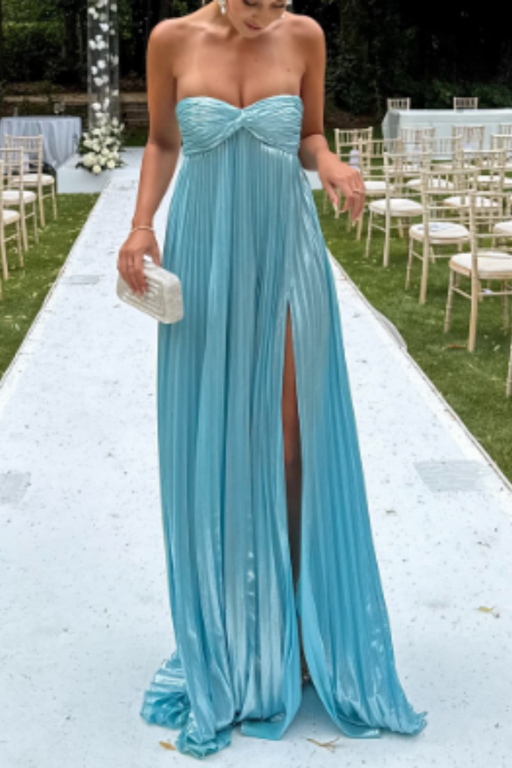 girlhomeshops-Blaues Tube-Top, modisch, elegant, lang, für Hochzeitsgäste, Partykleid, gh5924