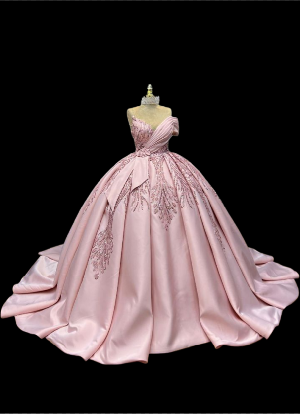girlhomeshops-Sweet 16 Quinceanera-Kleider, Rosa, wunderschönes langes Satin-Ballkleid mit aufwendiger Perlenstickerei, gh5969