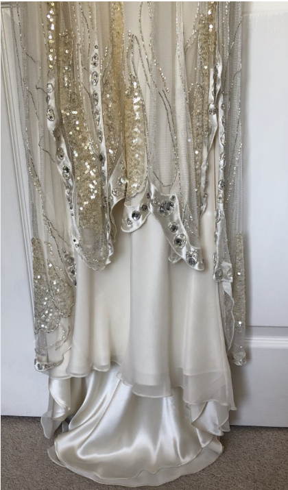 ✨Girlhomeshops-Beige Perlenbesetztes, exquisites, wunderschönes, langes Chiffon-Ballkleid, Abendkleid, Partykleid, gh4986