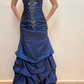 girlhomeshops-Vintage royal blue dress with sewn beading and adjustable back gh6178