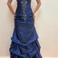 girlhomeshops-Vintage royal blue dress with sewn beading and adjustable back gh6178