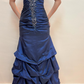 girlhomeshops-Vintage royal blue dress with sewn beading and adjustable back gh6178