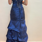 girlhomeshops-Vintage royal blue dress with sewn beading and adjustable back gh6178