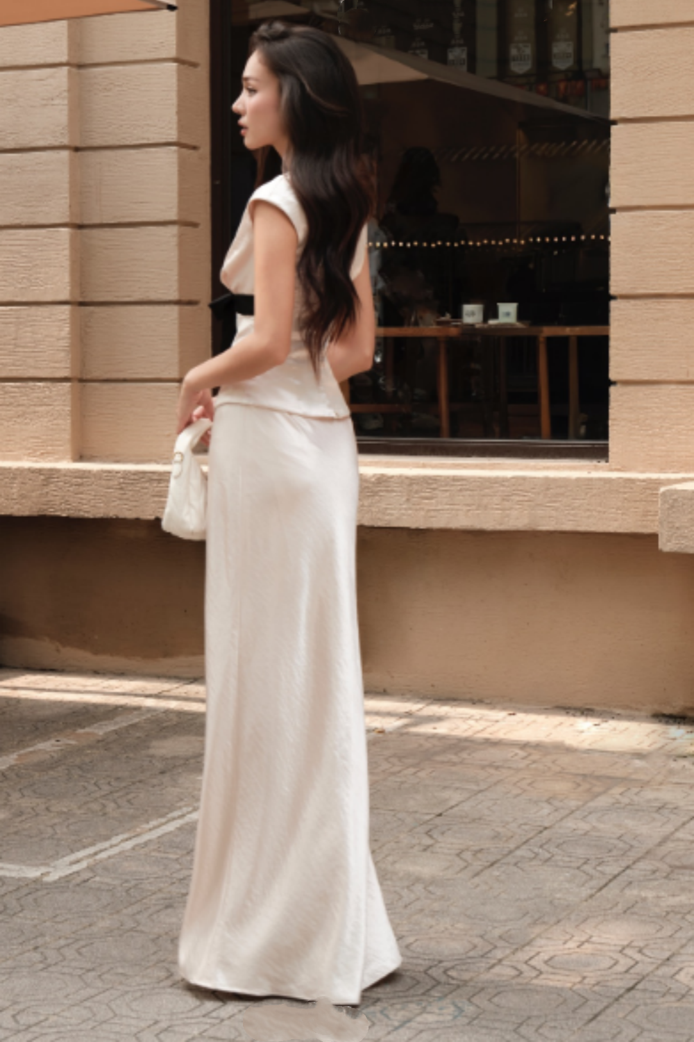 girlhomeshops-Elegant and classic long satin dress in pink gh6187