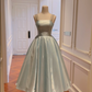 girlhomeshops-Green Ice Blue Satin Long Formal Dress gh6303