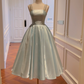girlhomeshops-Green Ice Blue Satin Long Formal Dress gh6303