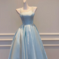 girlhomeshops-Green Ice Blue Satin Long Formal Dress gh6303