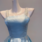 girlhomeshops-Green Ice Blue Satin Long Formal Dress gh6303