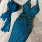 girlhomeshops-Blue delicate beaded chiffon long dress gh6153