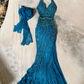 girlhomeshops-Blue delicate beaded chiffon long dress gh6153