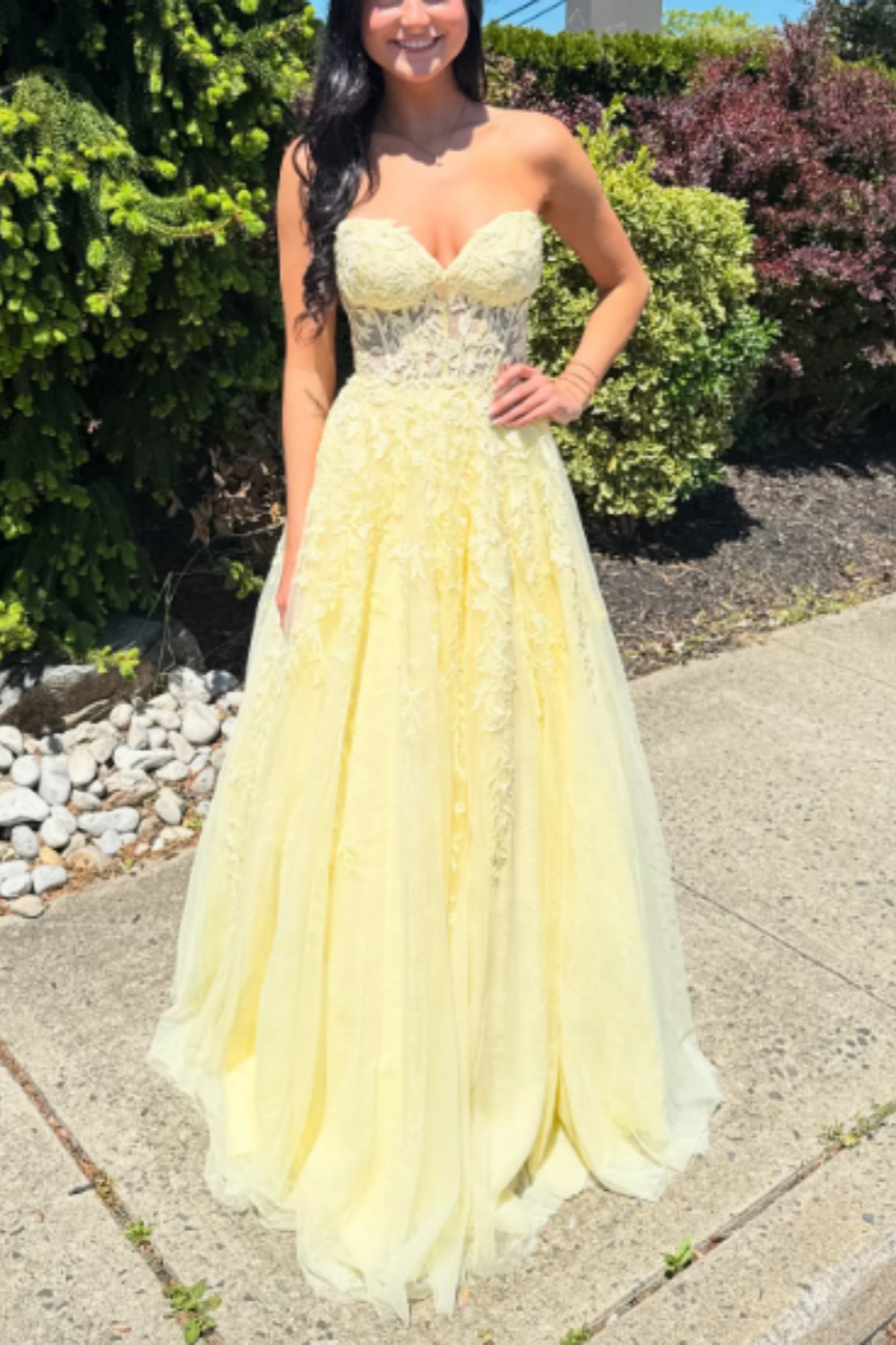 Yellow Tulle Long Dress Formal Dress gh6541