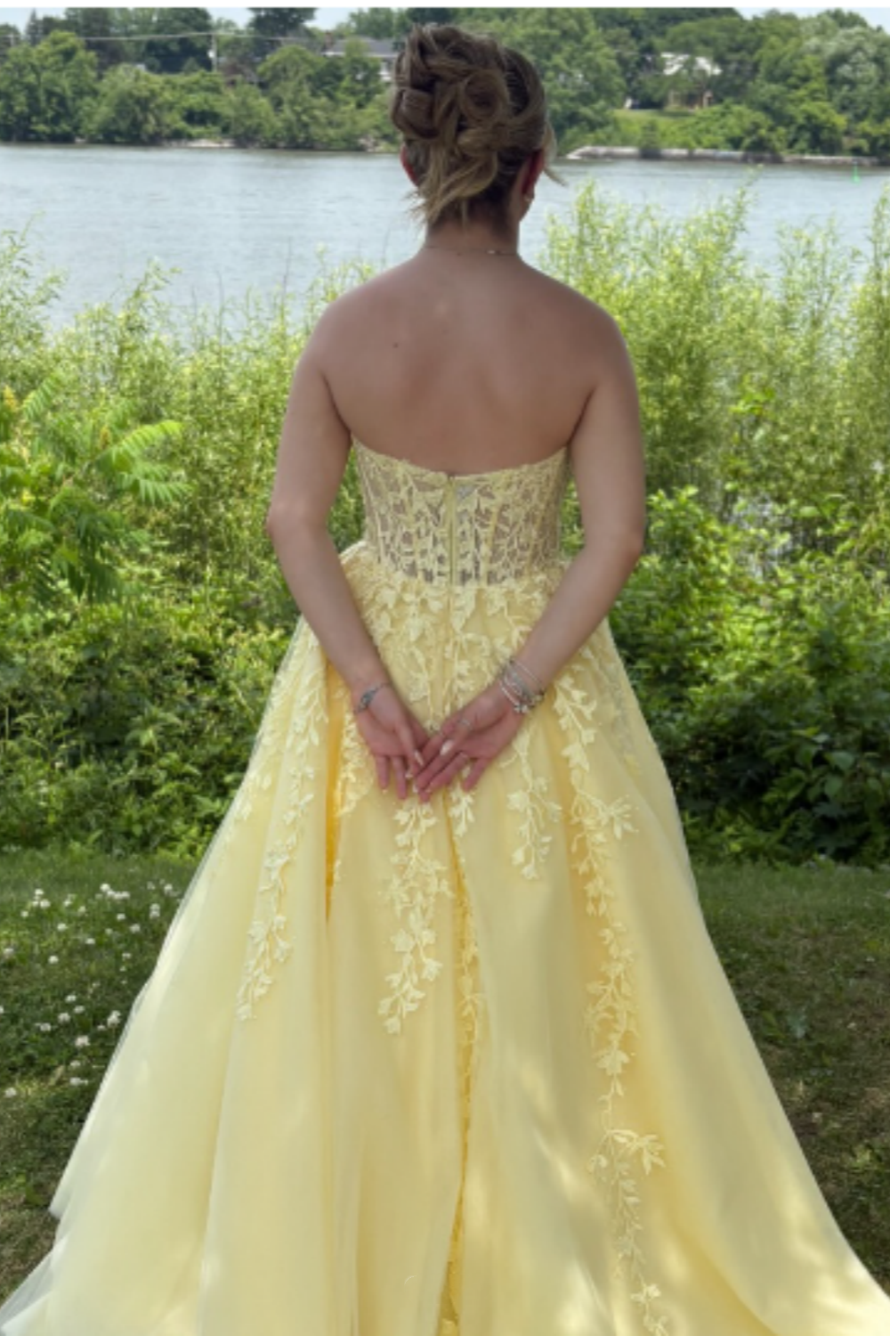 Girlhomeshops--💛Gelber Tüll, modisches langes Prinzessinnen-Ballkleid, Partykleid, Ballkleid gh5451