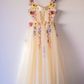 3D Flower Tulle Tea Length Prom Dresses gh2667