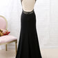 Black Beaded Turtleneck Formal Tulle Mermaid Evening Gown Prom dresses Party Dress with Slits gh4897
