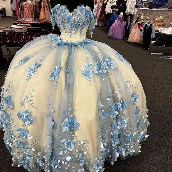 Ball Gowns Quinceanera Dress Appliques Flowers Party Princess Sweet 16 Gown gh2984