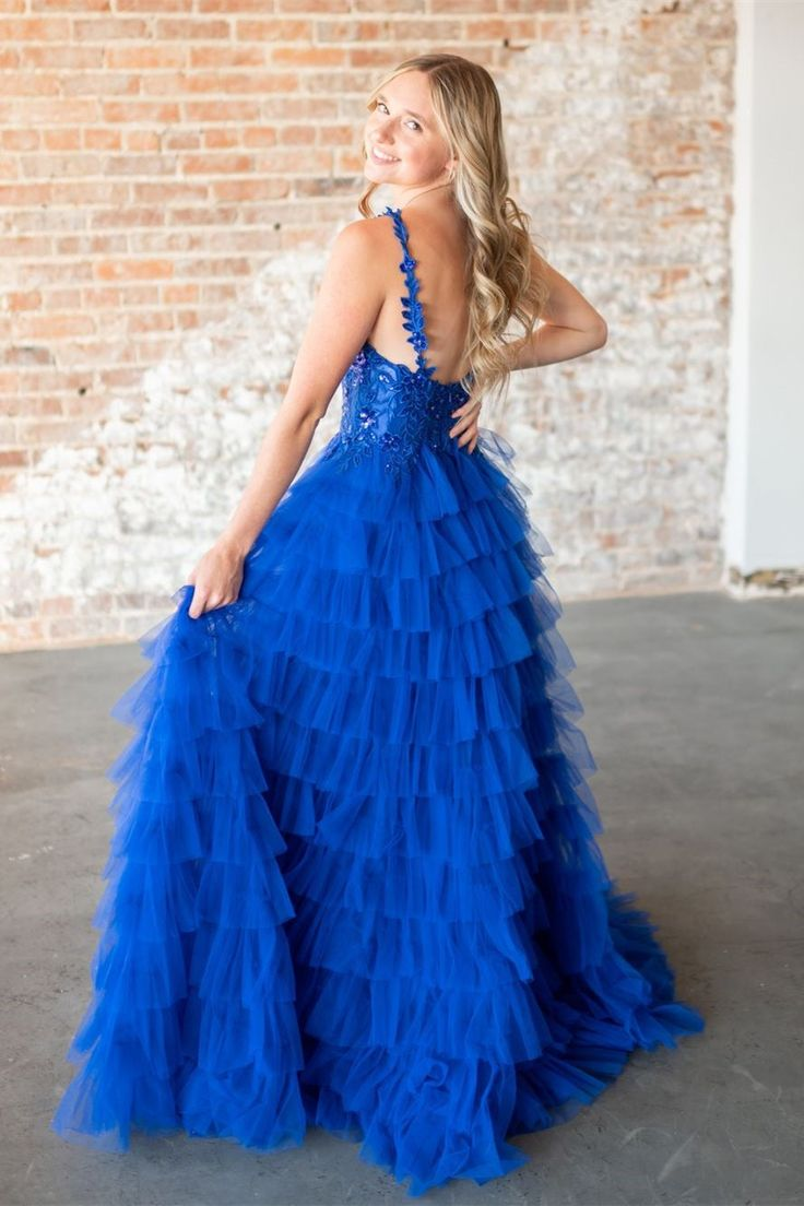 Layers Floral Tulle A-line Long Prom Dress gh2778
