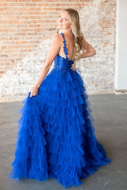 Layers Floral Tulle A-line Long Prom Dress gh2778