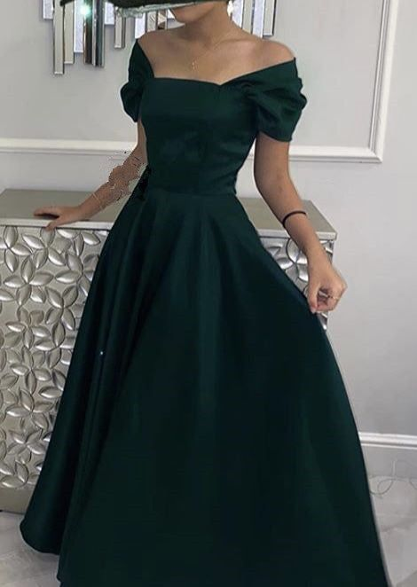 Long Green Satin Prom Dresses Formal Evening Dress gh2761