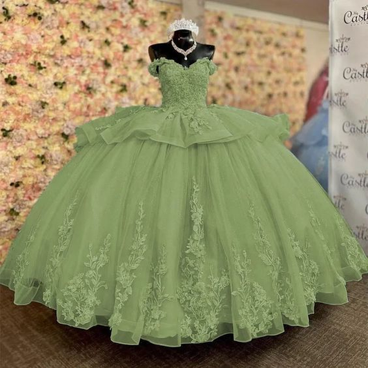 Robe de bal en tulle vert Sweet 16, robe de fête d'anniversaire gh2762