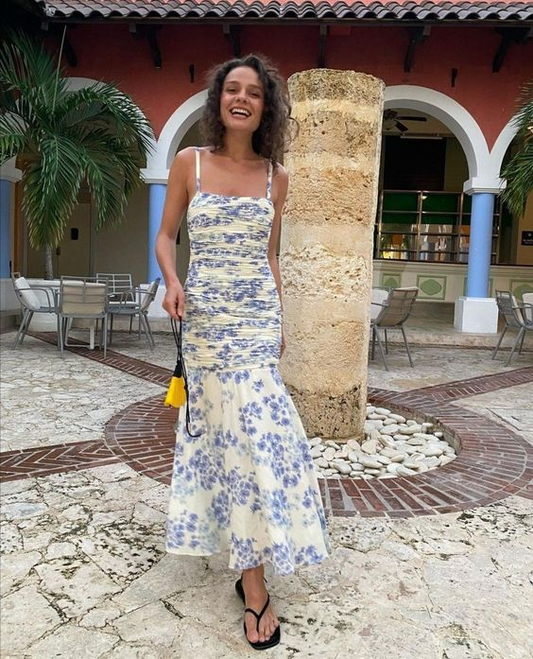 Robe de bal fleurie à bretelles spaghetti glamour, robe de soirée florale chic gh2793