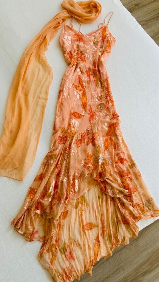 Spaghetti Straps Orange A-line Dress Prom Dress gh2930
