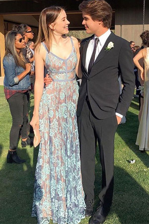 Elegant A Line Floor Length V Neck Spaghetti Straps Long Prom Dresses gh2870