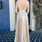 Plunging V-Neck Pleated Long Prom Dress gh2988
