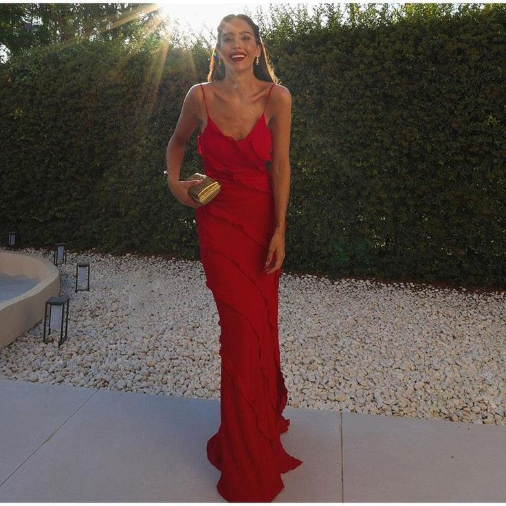 Red Maxi Prom Dress With Frill Detail Backless Party Dress gh2922