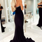 Strapless Black Feathers Mermaid Long Party Dress gh2704