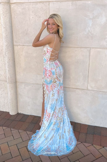 Spaghetti Straps Sequins Backless Prom Dress Evening Dress gh2799