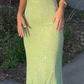 Spaghetti Straps Sparkly Long Prom Dresses Mermaid Prom Dress gh2918
