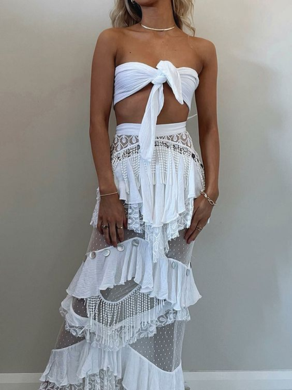 Robe de soirée longue en deux pièces blanche sans manches, coupe A, robe de bal gh2852