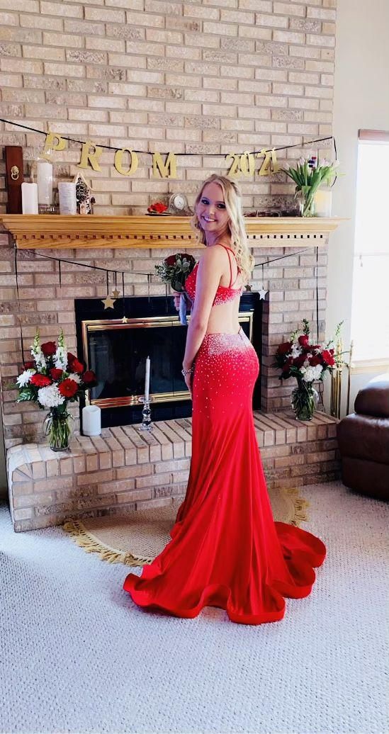 Beaded Spaghetti Straps Long Prom Dress with Split gh2877