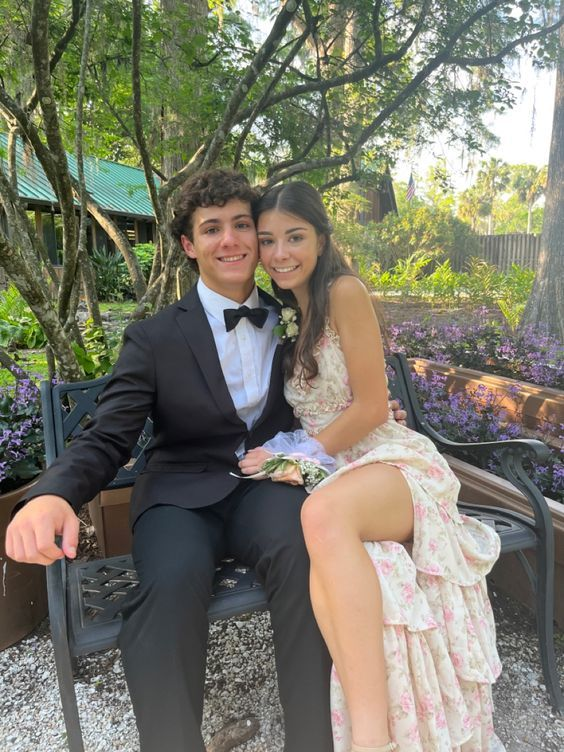 Cute A line Long Floral Ruffles Prom Dress Party Dresses gh2990