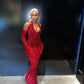 Red sequin black girls mermaid formal prom dress shiny long evening gown gh2999