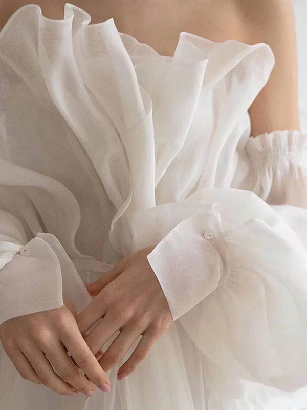 Girlhomeshops - Robe de mariée longue en tulle blanc, longueur au sol, robe de bal gh5391