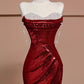 Burgundy gorgeous shiny sexy mermaid sequins long elegant floor-length ball gown evening dress gh3572