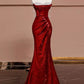 Burgundy gorgeous shiny sexy mermaid sequins long elegant floor-length ball gown evening dress gh3572