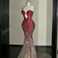 girlhomeshops- Red Divine Robe, Red Sparkle Waist Hip Ratio Mermaid Tail Dress gh6210