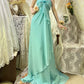 Mint Green vintage fashion one shoulder floral long chiffon prom dress evening dress Bridesmaids Dresses gh4432