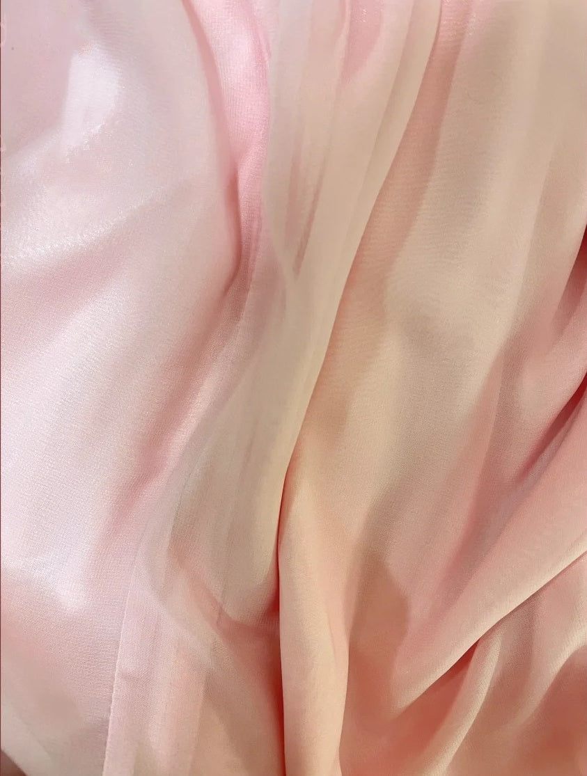 Robe de soirée longue en satin et tulle rose à fleurs et perles gh4487