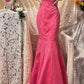 Rosa Perlen Blumen Elegante Lange Satin Ballkleid Abendkleid Partykleid Brautjungfernkleider gh4465