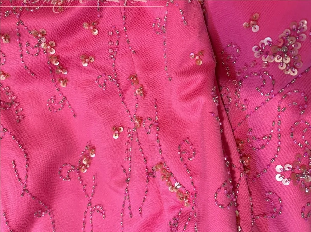 Rosa Perlen Blumen Elegante Lange Satin Ballkleid Abendkleid Partykleid Brautjungfernkleider gh4465