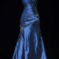 Navy Blue Elegant Exquisite Beaded Sweetheart Neck Sleeveless Mermaid Long Satin Ball Gown Evening Dress gh3469