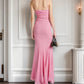 girlhomeshops-- Chic Pink Romantic Elegant Long Chiffon Wedding Guest Dress Party Dress Birthday Dress gh5566