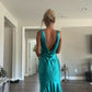 Blue Elegant V Neck Long Satin prom dress Evening Dress Wedding Guest Party Dress gh3343