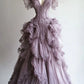 Lilac gorgeous elegant fashion exquisite lace long tulle ball gown evening dress wedding dress gh3557