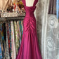 Pink Vintage Fashion Long Pleated Mermaid Slim Floor Length Satin Evening Gown Ball Gown gh3379