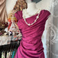 Pink Vintage Fashion Long Pleated Mermaid Slim Floor Length Satin Evening Gown Ball Gown gh3379