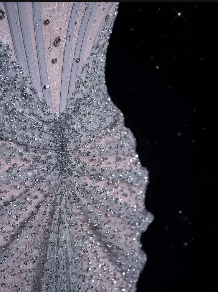 Gorgeous Mermaid Off Shoulder Sequined Long Ball Gown Formal Evening Gown Wedding Dress gh4380